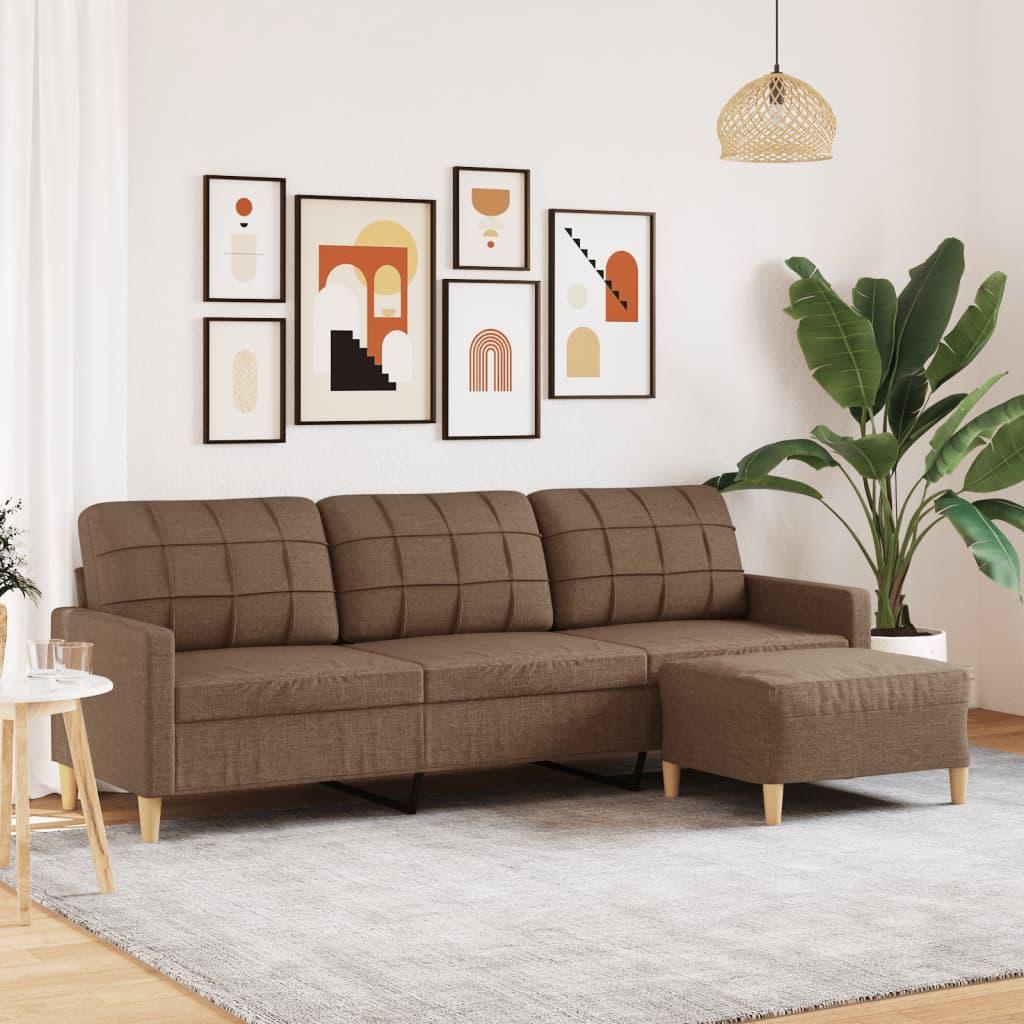 3-personers sofa med fodskammel 210 cm stof Brun billede