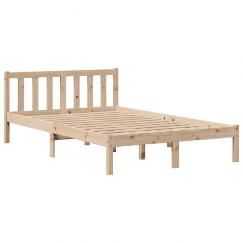 Seng med reol uden madras 135x190 cm i massivt fyrretræ