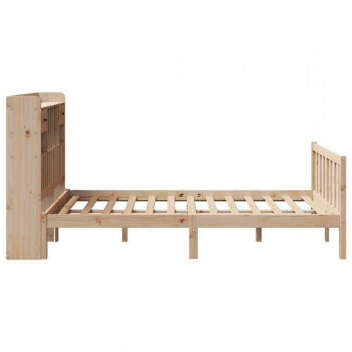 Seng med reol uden madras 135x190 cm i massivt fyrretræ