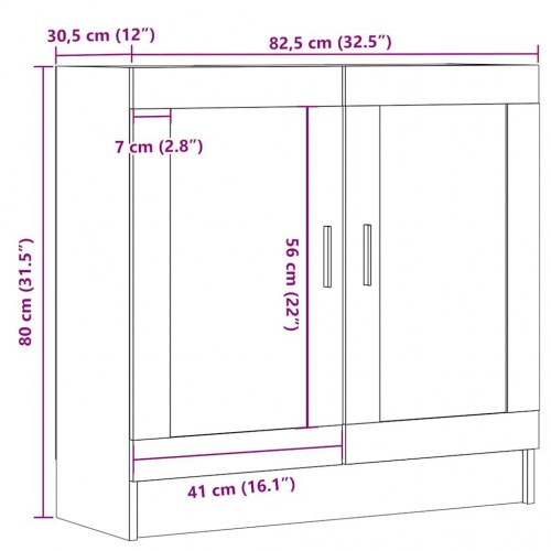 Bogskab med låger 82,5×30,5×80 cm - konstrueret træ i kunsteg
