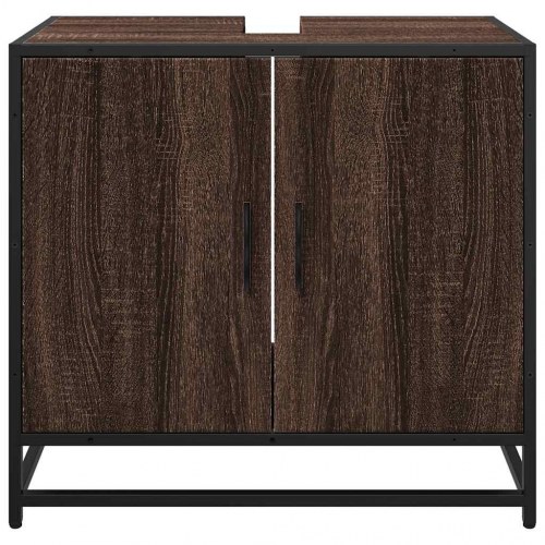 Skab til håndvask til badeværelse 65x33x60 cm brunt egetræ