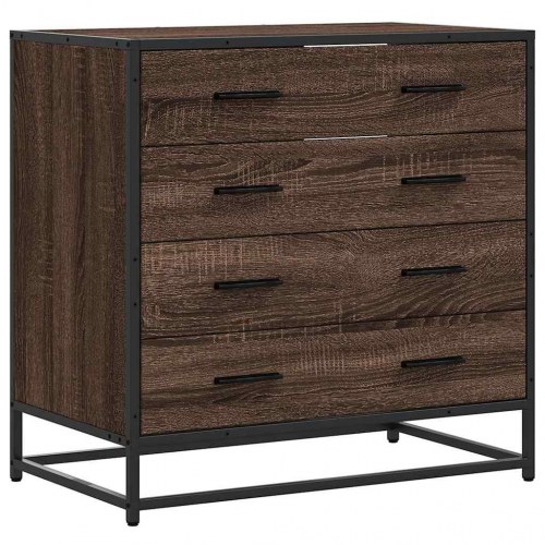 Kommode med 4 skuffer 70 x 41 x 70 cm - brun egetræsfarve