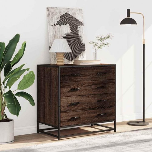 Kommode med 4 skuffer 70 x 41 x 70 cm - brun egetræsfarve