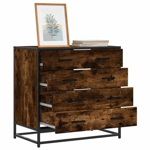 Kommode med 4 skuffer - 70×41×70 cm, røget egetræsfarve