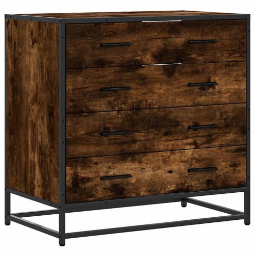 Kommode med 4 skuffer - 70×41×70 cm, røget egetræsfarve