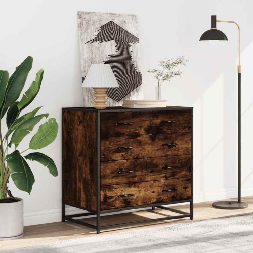 Kommode med 4 skuffer - 70×41×70 cm, røget egetræsfarve