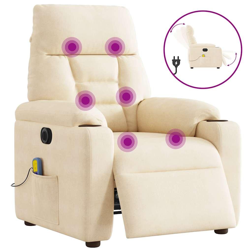 Massagestol i mikrofiberstof med elektrisk lænefunktion - beige