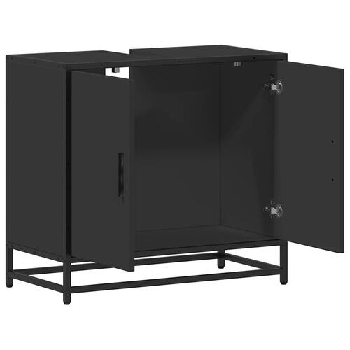 Skab til håndvask til badeværelse 65x33x60 cm sort