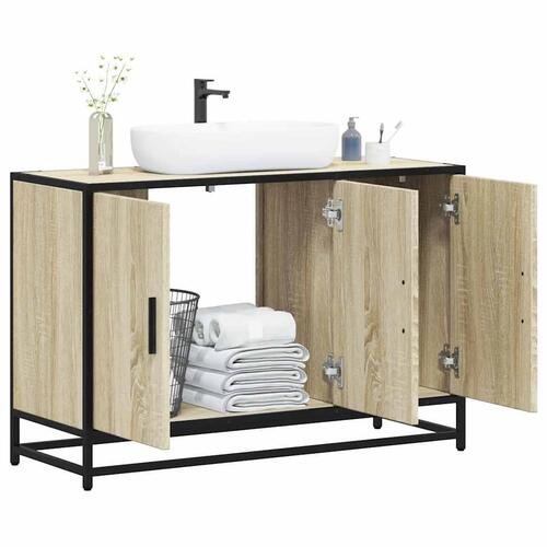 Skab til håndvask til badeværelse 90x33x60 cm sonoma-eg