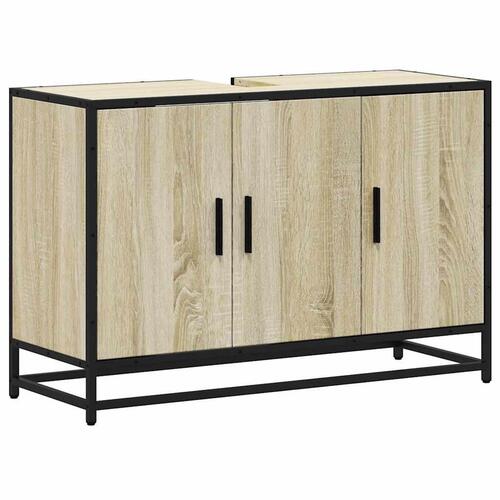 Skab til håndvask til badeværelse 90x33x60 cm sonoma-eg