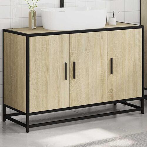 Skab til håndvask til badeværelse 90x33x60 cm sonoma-eg