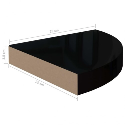 Hjørnehylder 4 stk. - 25×25×3,8 cm i MDF, sort højglans