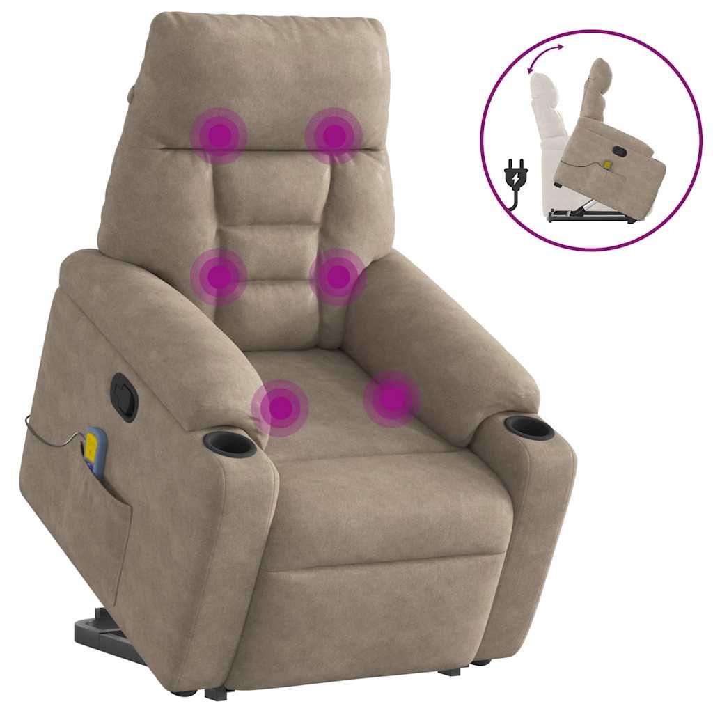 vidaXL massagestol med løftefunktion mikrofiberstof gråbrun