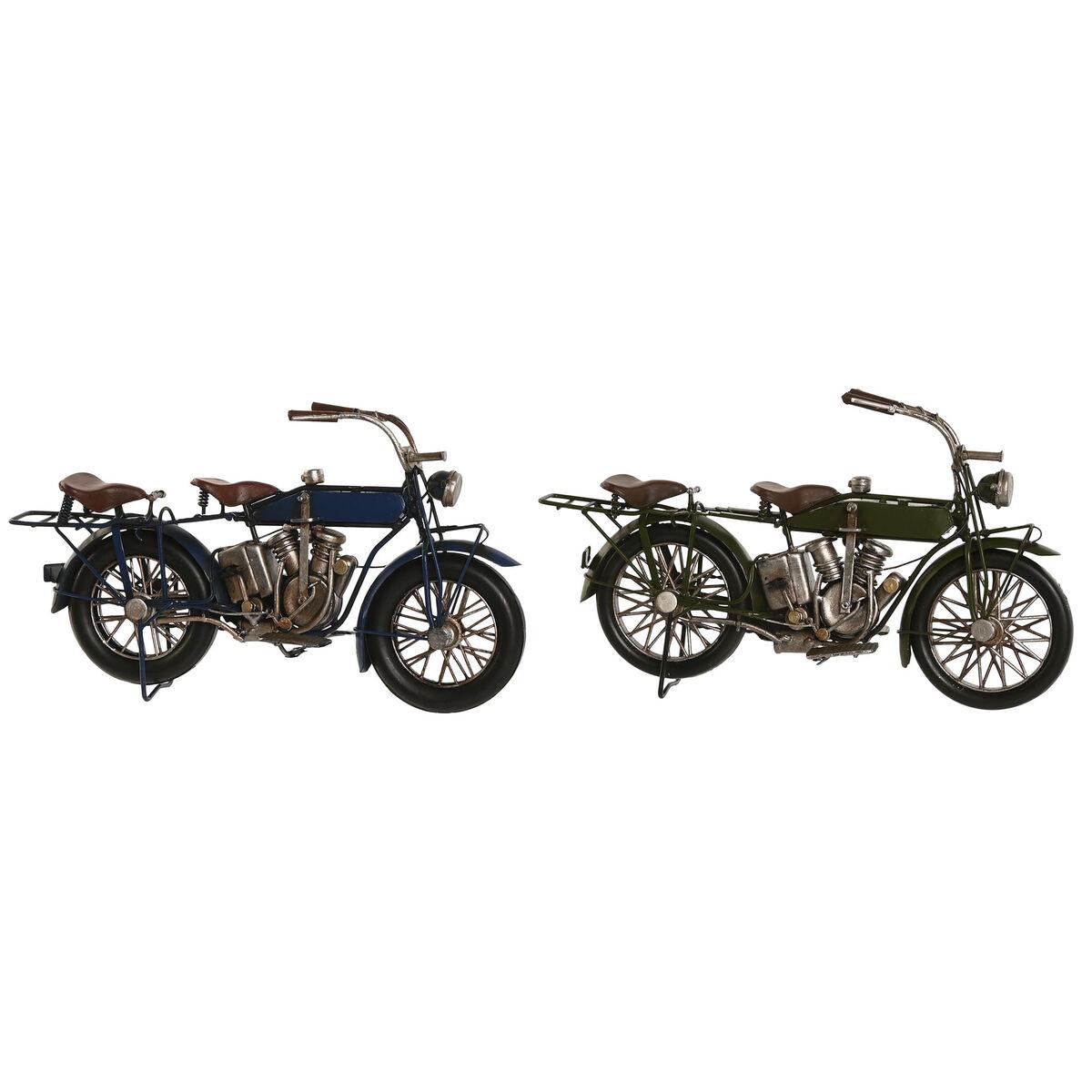 Home ESPRIT dekorativ motorcykel - vintage, blå/grøn, 31 × 8 × 16 cm (sæt af 2)