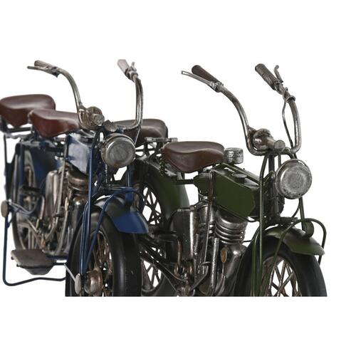 Home ESPRIT dekorativ motorcykel - vintage, blå/grøn, 31 × 8 × 16 cm (sæt af 2)