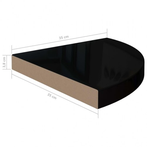 Hjørnehylder - 2 stk. 35×35×3,8 cm i MDF, sort højglans