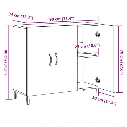 Skænk 90 x 34 x 80 cm - antikt træ