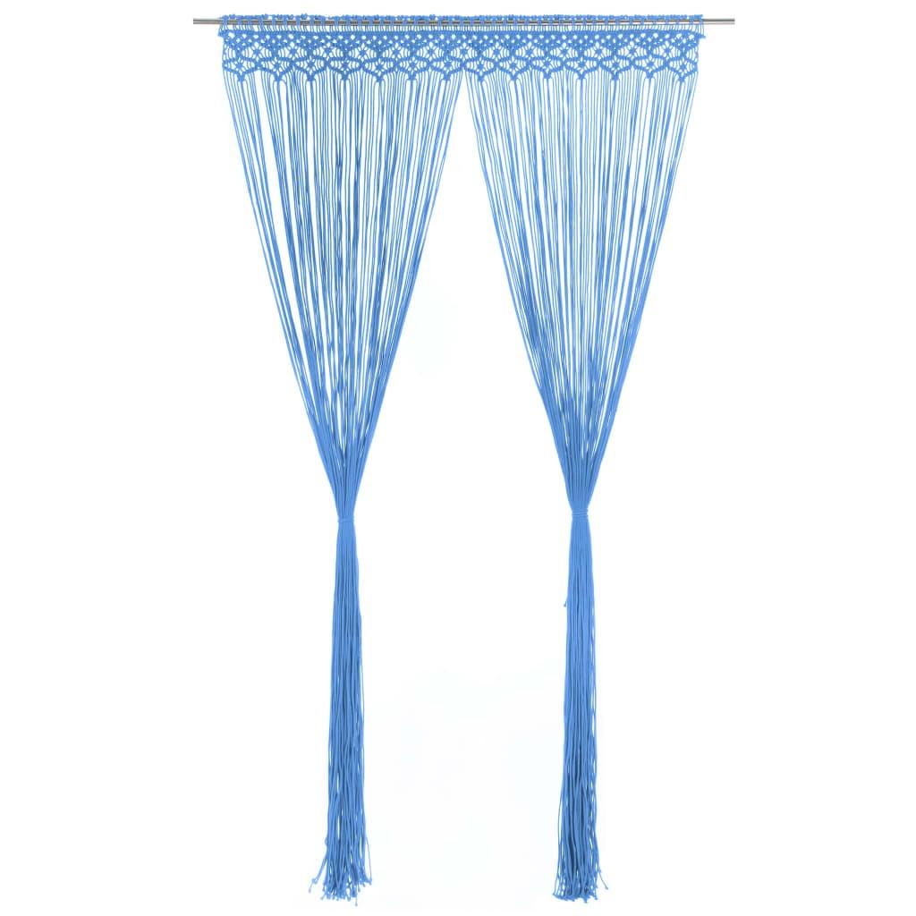 Macramé trådgardin 140 × 240 cm - bomuld/polyester, blå