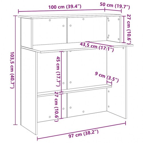 Receptionsskranke antikt træ 100x50x103,5 cm konstrueret træ
