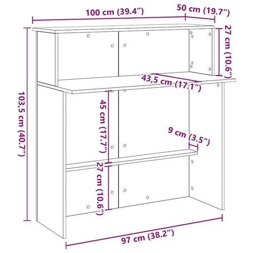 Receptionsskranke 100x50x103,5 cm konstrueret træ sort