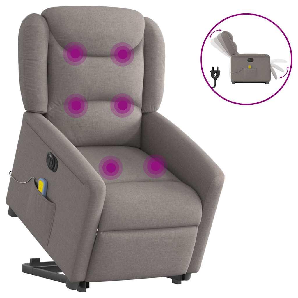 vidaXL elektrisk massagestol med løftefunktion stof gråbrun