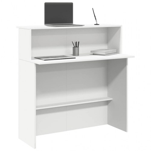 Receptionsdisk med hylde - hvid 100×50×103,5 cm i konstrueret træ
