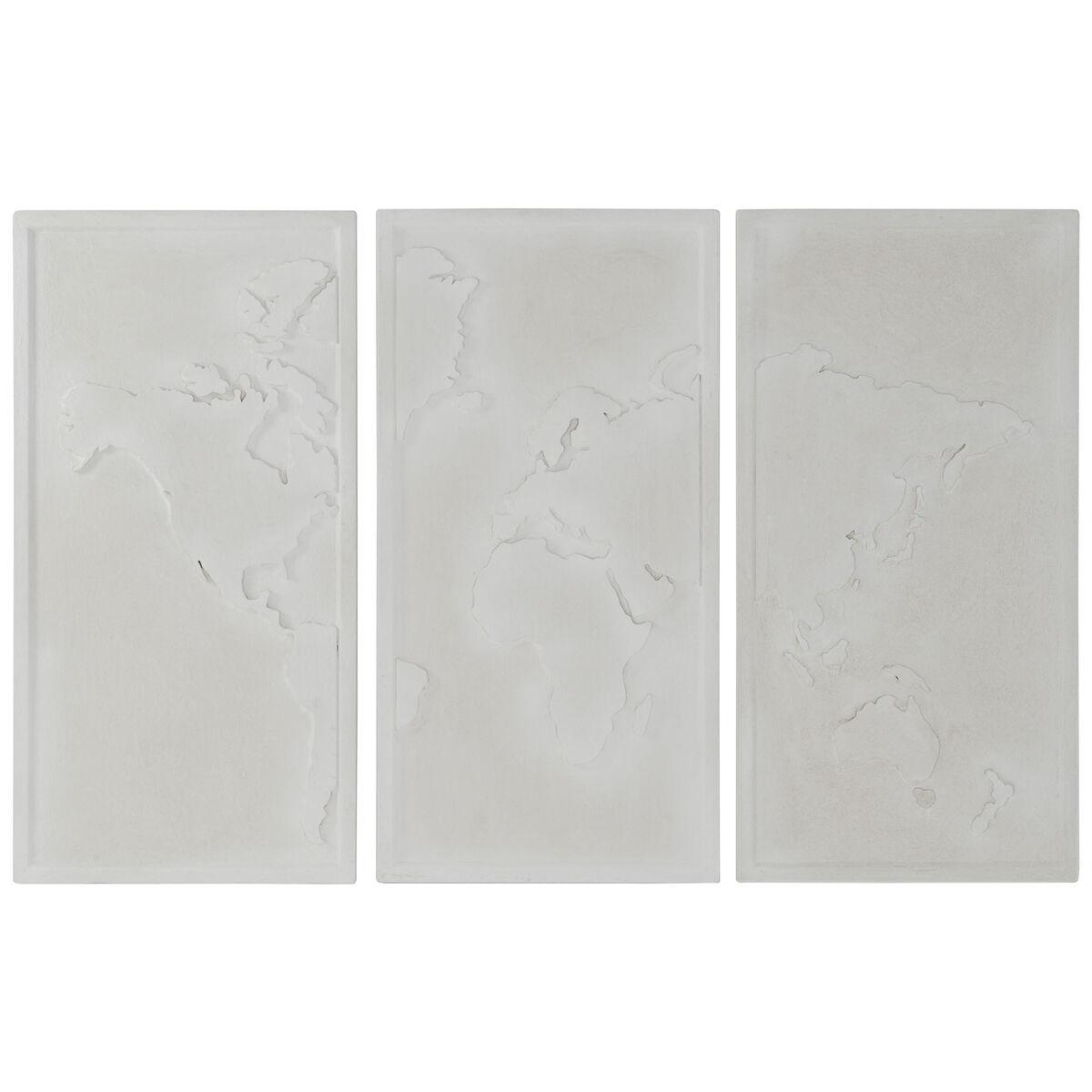 Vægdekoration Home Esprit Hvid Moderne Verdenskort 180 X 4 X 120 Cm 3 Dele