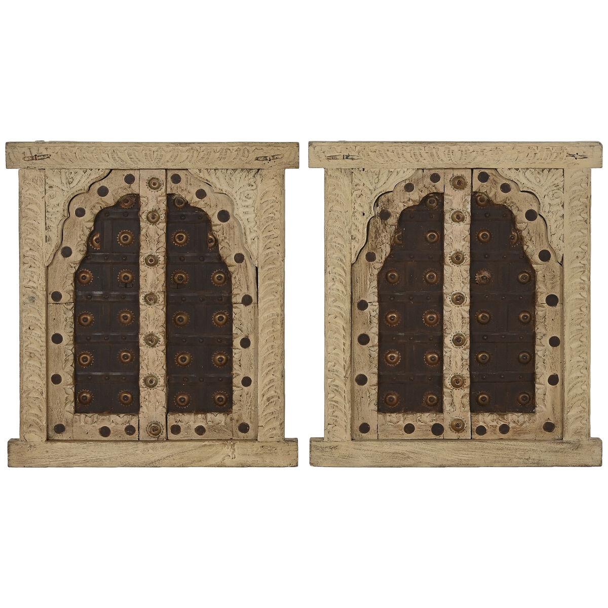 Vægdekoration Home Esprit Beige Natur Vindue 45 X 5 X 51 Cm