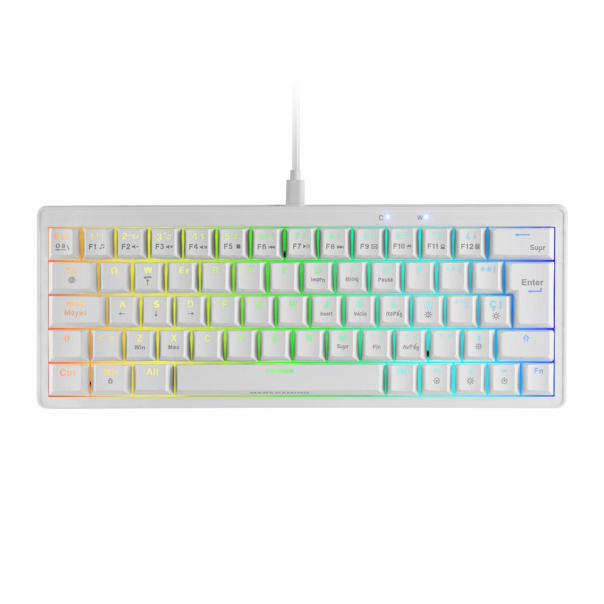 Gaming Tastatur Mars Gaming Mkminiprowbes Hvid Qwerty Us