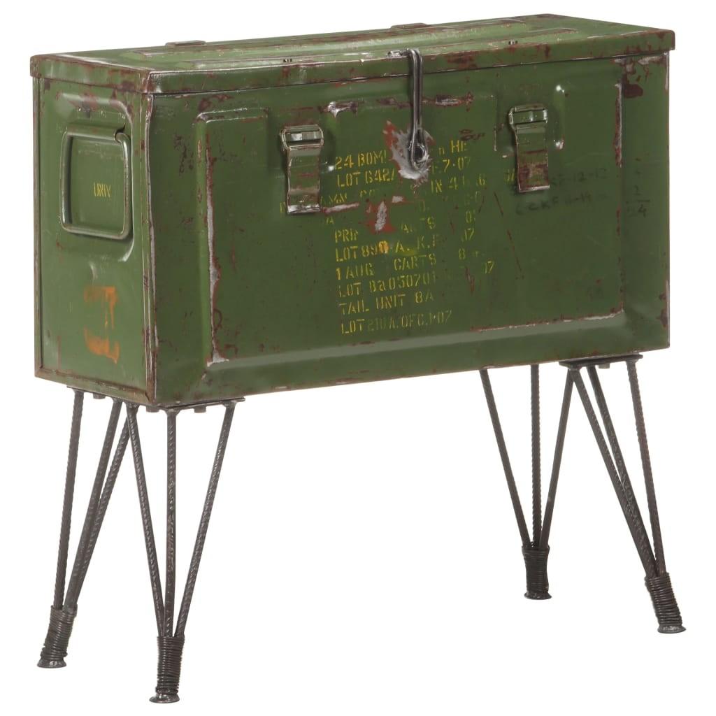 Opbevaringskuffert 68x24x66 cm militærstil jern