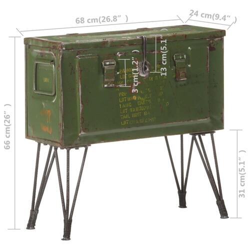 Opbevaringskuffert 68x24x66 cm militærstil jern