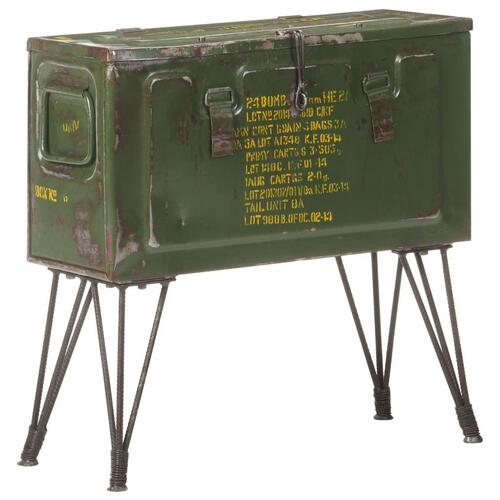 Opbevaringskuffert 68x24x66 cm militærstil jern