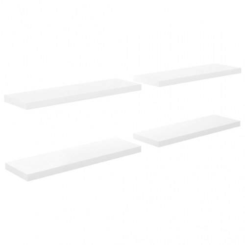 Væghylder - 4 stk. i hvid højglans, 80 × 23,5 × 3,8 cm (MDF)