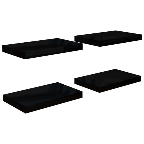 Væghylder 4 stk. - 40×23×3,8 cm MDF, sort højglans