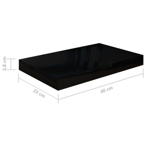 Væghylder 4 stk. - 40×23×3,8 cm MDF, sort højglans