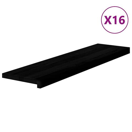 Trappemåtter 16 stk. mørkebrun 100x25x2 cm massivt egetræ