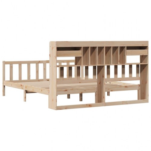 Seng med reol 180x200 cm - massivt fyrretræ, lamelbund