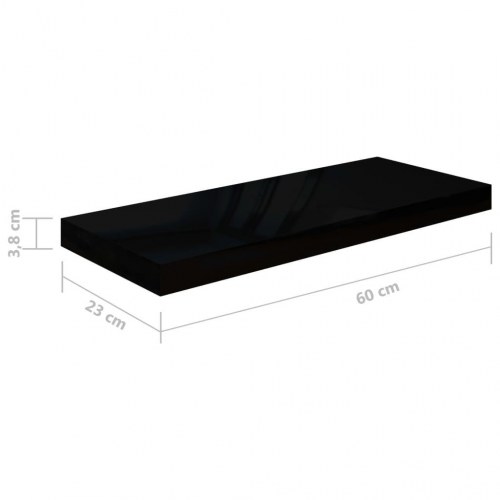 Væghylder - 4 stk. 60 × 23,5 × 3,8 cm i MDF, sort højglans