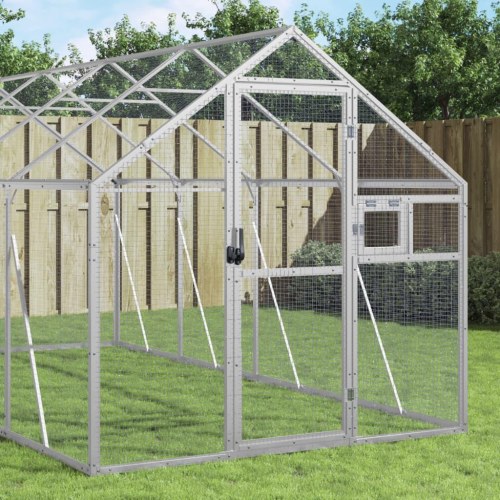 Voliere i aluminium 1,79 × 10 × 1,85 m - sølvfarvet udendørs fuglebur