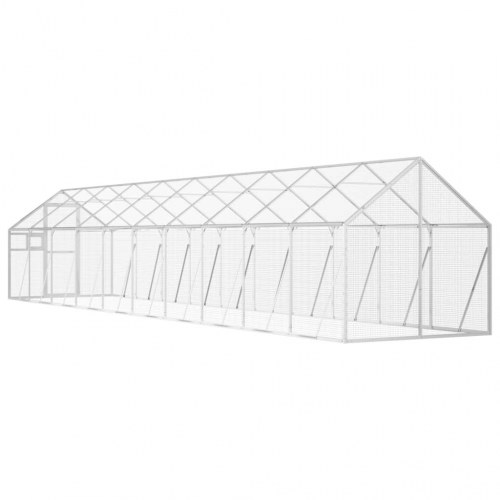 Voliere i aluminium 1,79 × 10 × 1,85 m - sølvfarvet udendørs fuglebur