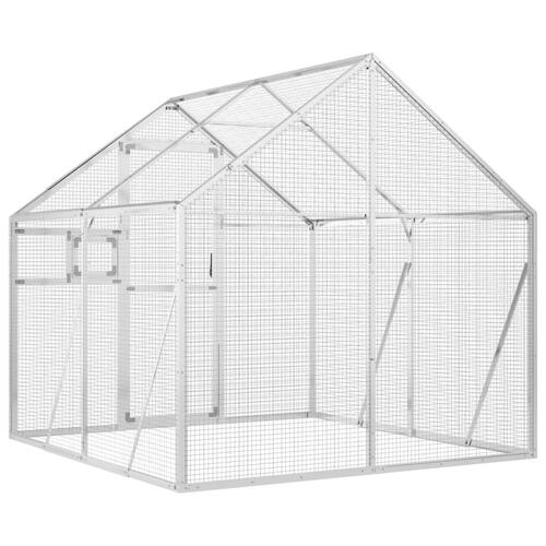 Voliere 1,79x2x1,85 m aluminium sølvfarvet