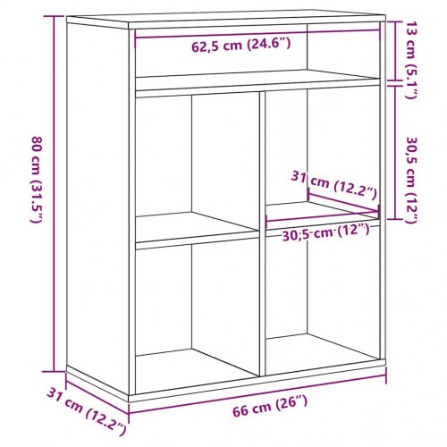 Bogreol 66 x 31 x 80 cm - sonoma-eg
