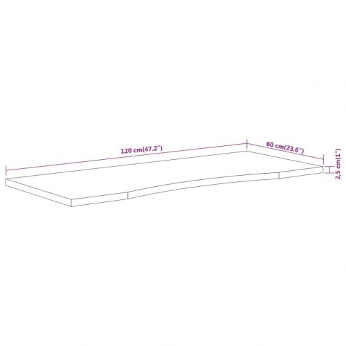 Skrivebordsplade 120x60x2,5 cm rektangulær massivt bøgetræ
