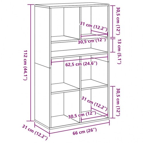 Bogreol 66 x 31 x 112 cm - kunsteg