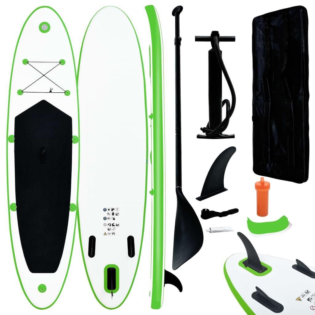 Oppusteligt paddleboardsæt grøn og hvid