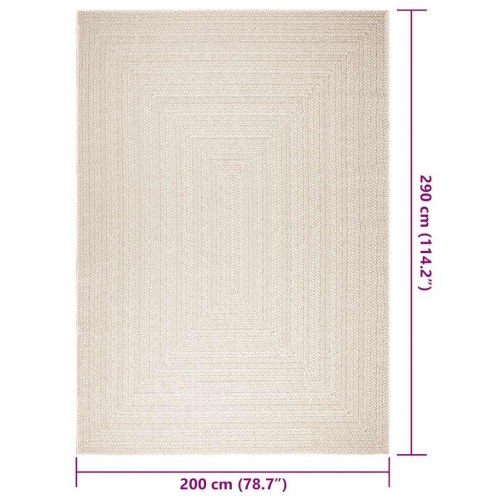 Gulvtæppe ZIZUR 200×290 cm - jute-look til inde og ude, creme