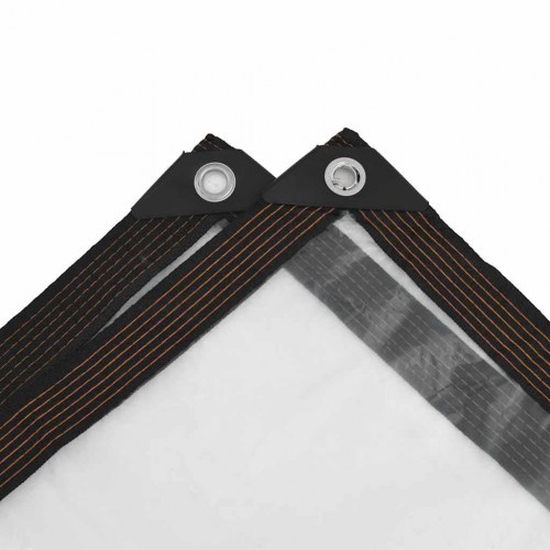 Klar presenning med øjer 2 × 10 m - polyethylen, transparent/sort