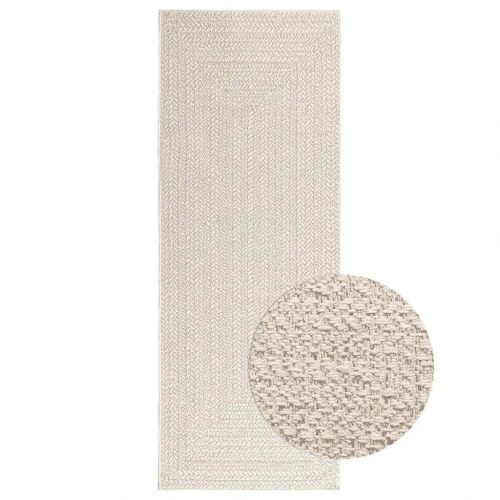 Gulvtæppe ZIZUR 80×200 cm - jute-look til inde og ude, creme
