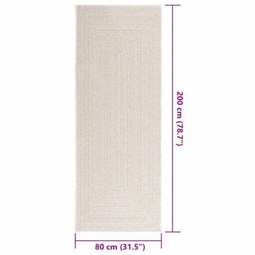 Gulvtæppe ZIZUR 80×200 cm - jute-look til inde og ude, creme