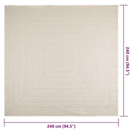 Gulvtæppe ZIZUR 240×240 cm - jute-look til inde og ude, creme